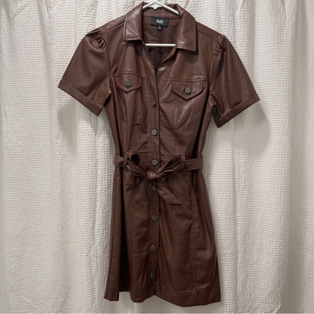 NWT Paige Brown Faux Leather Dress